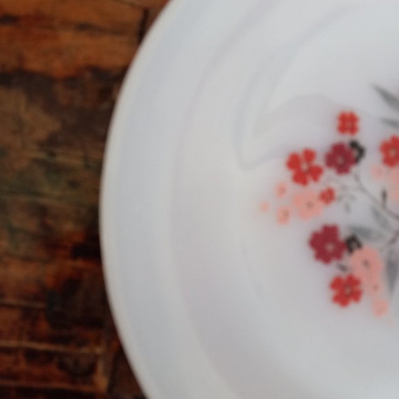 Vintage Fire King Primrose White Red Pink Flowers Salad Plate - Picture 6 of 10